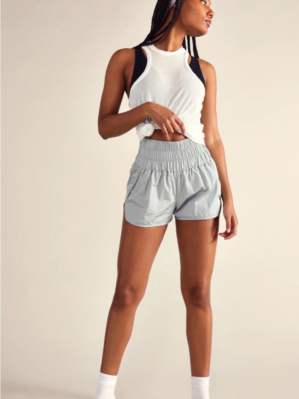 Free People Gray Women’s Elastic-Waist Active Shorts